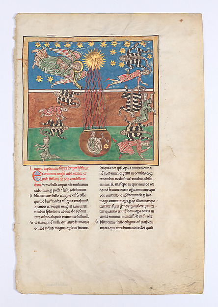 Leaf from a Beatus Manuscript: at the Clarion of the Fifth Angel's…