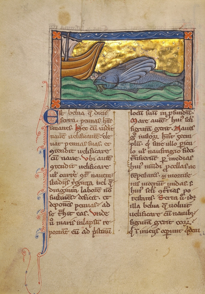 Medieval manuscript with mythical creature