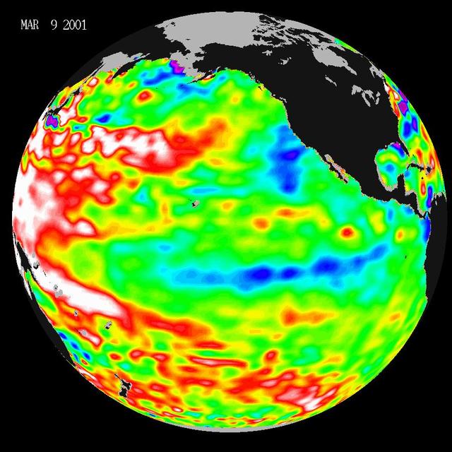 warm ocean temperatures blanket the far-western pacific