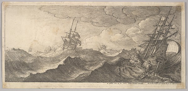 warship in the trough of a wave