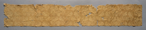 figured woven silk textile fragment with birds