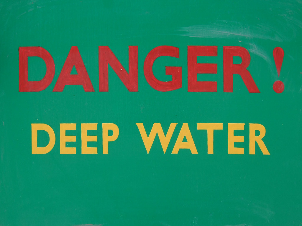 danger: deep water - hand painted sign