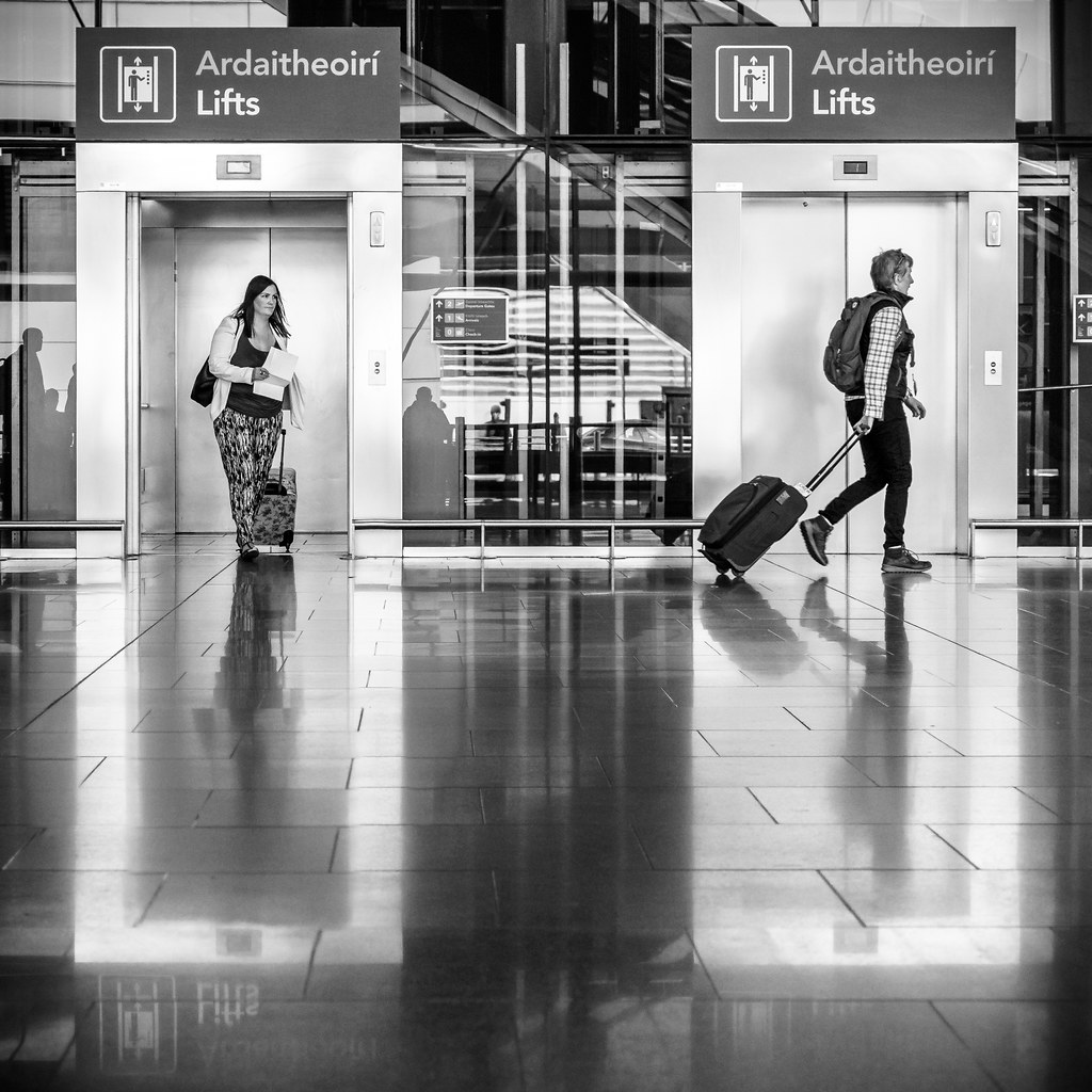dublin airport, ireland - black and white street photography