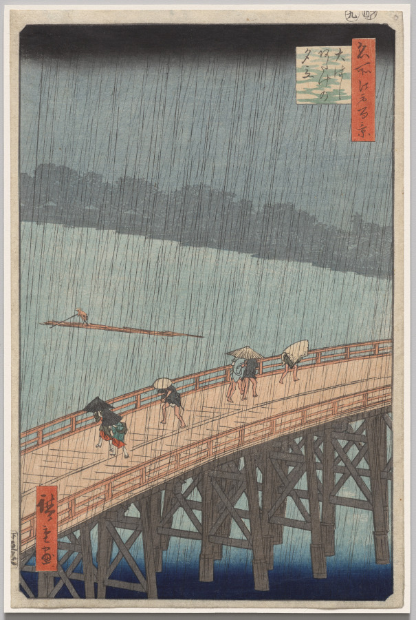 sudden shower over shin-ōhashi bridge and atake, from one hundred famous views of edo
