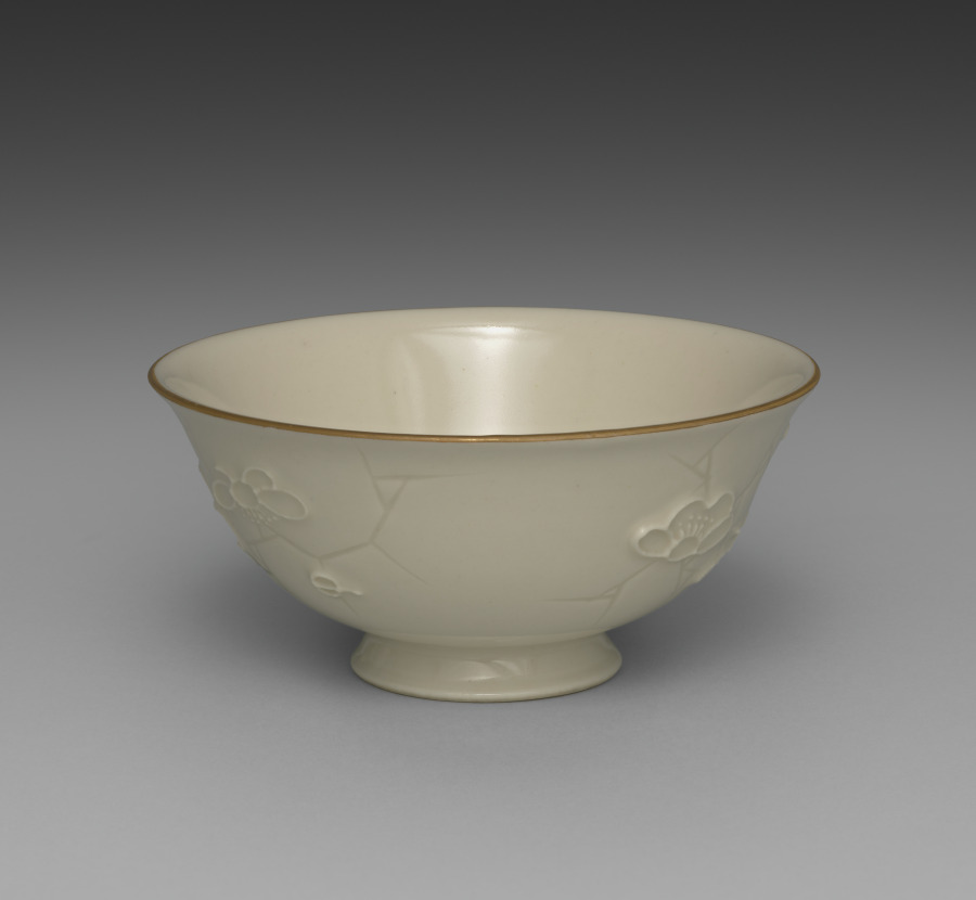 Bowl from Dining Set with Plum Blossoms and Cracked-Ice