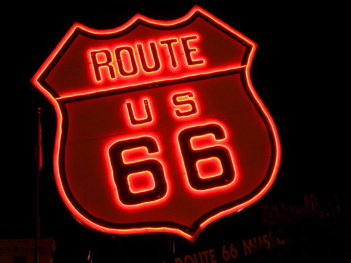 giant route 66 neon sign