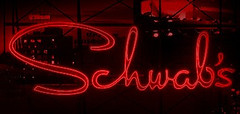 schwab's drugs, recreated neon sign