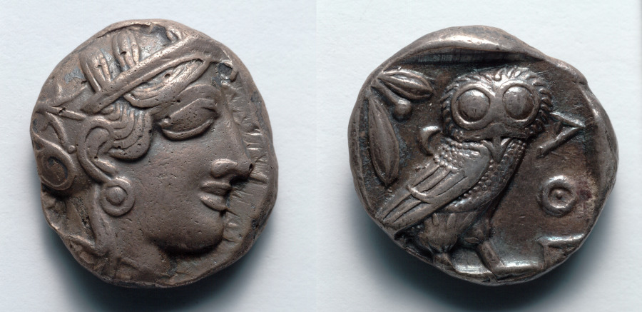 tetradrachm: head of athena (obverse); owl (reverse)
