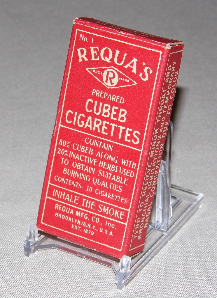 Vintage Package of Requa's Cubeb Cigarettes, Non-Tobacco Medicinal Cigarettes, 25 Cents Per Package