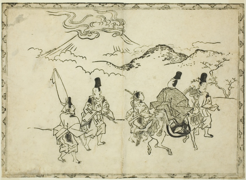 narihira's eastern journey, from the illustrated book "panorama of paintings on screens…