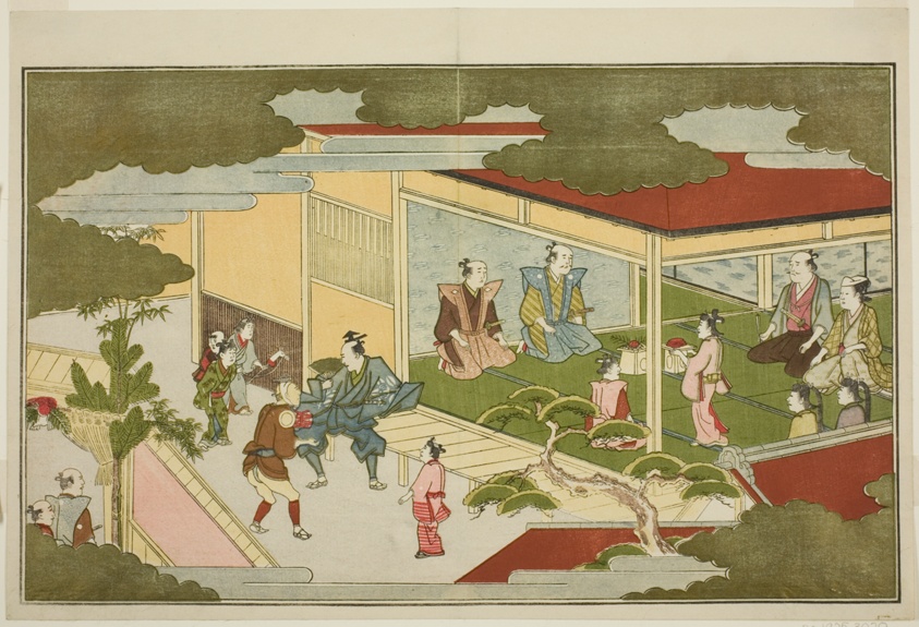 new year in a samurai mansion, from the illustrated kyoka anthology "the…