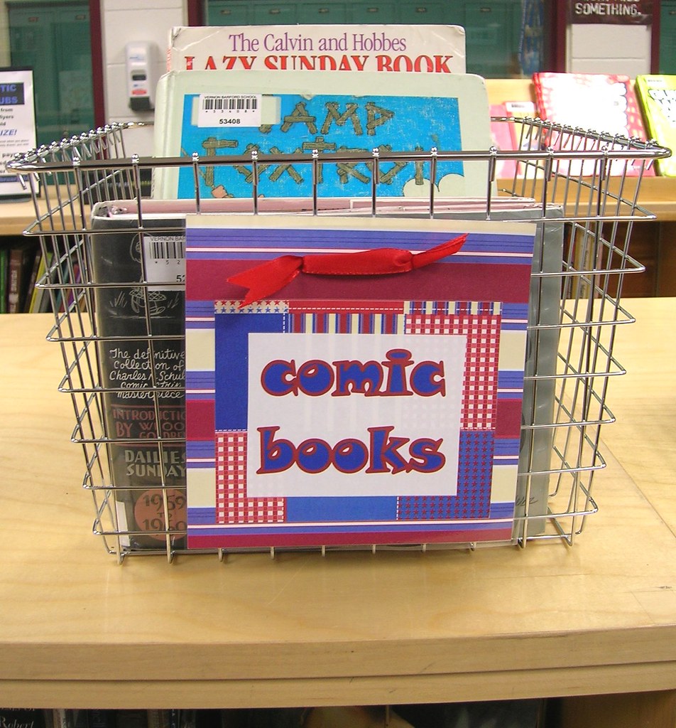 comic books baskets - closeup