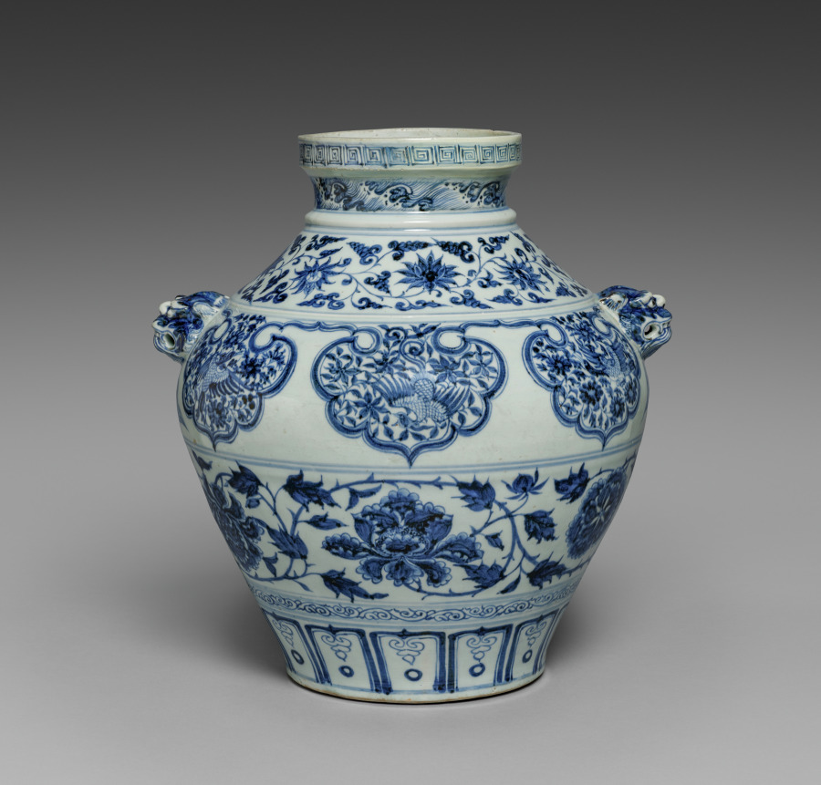 jar with lion-head handles