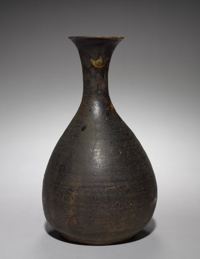 black-glazed bottle