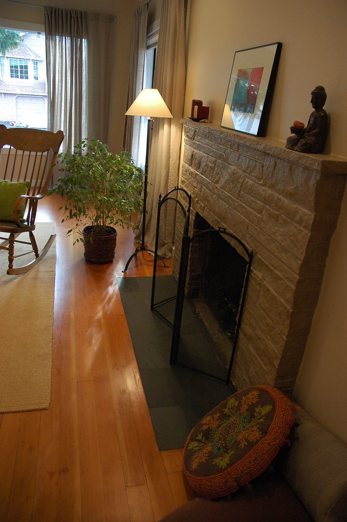 Complete Makeover - painted fireplace, refinished floor, Zen slate hearth, interior design,…